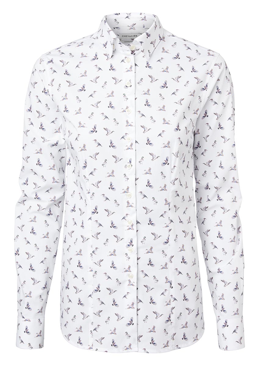 Chevalier Bluse  Bluse Ducks & Friends Bluse Ducks & Friends von Chevalier, femininer Schnitt mit Button-down-Kragen 