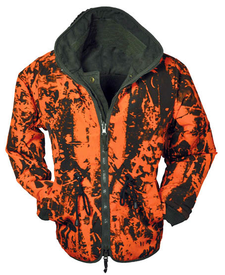 Hubertus- Kinderjacke Faserpelz, Wendejacke Orange Camouflage