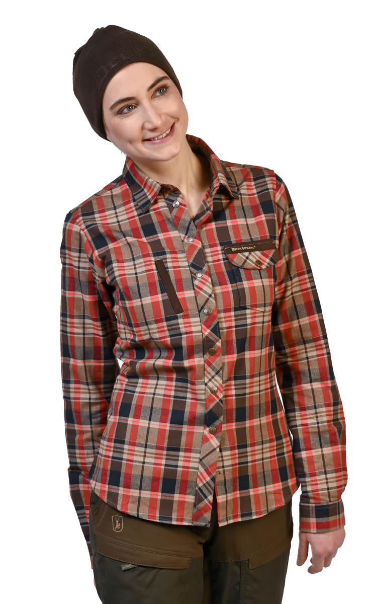 Deerhunter Bluse Athena Orange Check sportlich und hochwertig