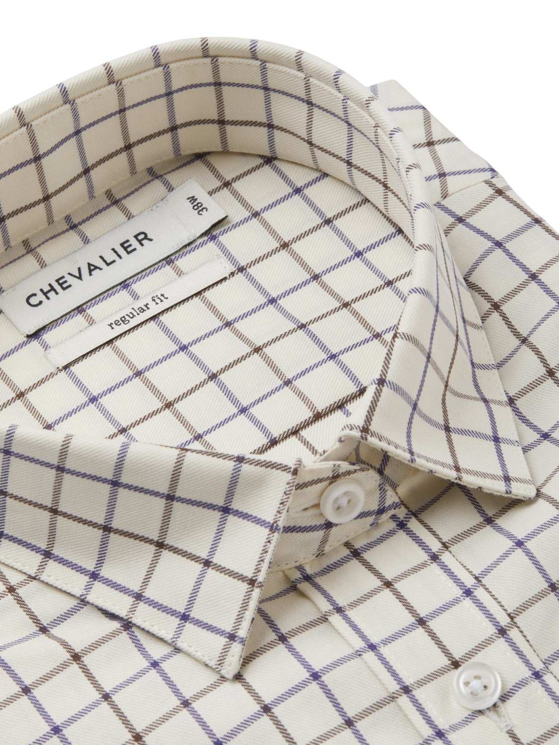 Chevalier Bluse Sheppey Chestnut Tattersall in Baumwollflanell mit Leder Details