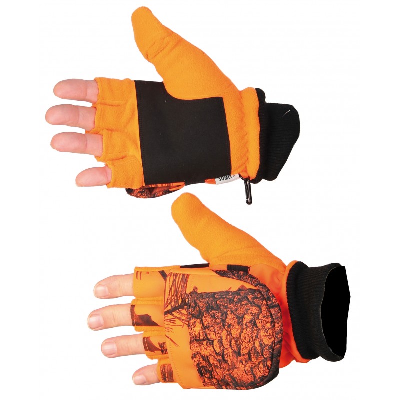 Handschuhe Fäustling Fleece  Orange Camou