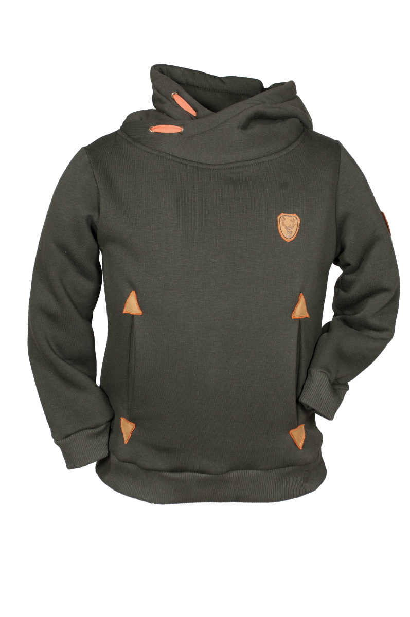 Hubertus Hoody Kinder Hoody Outdoor Super stylischer Kinder Hoody mit hohem Kragen und Kordelbänder an der Kapuze.