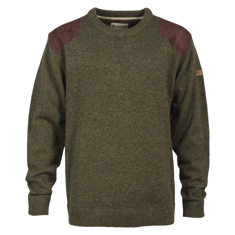 Pullover mt Stickerei  Khaki-Percussion